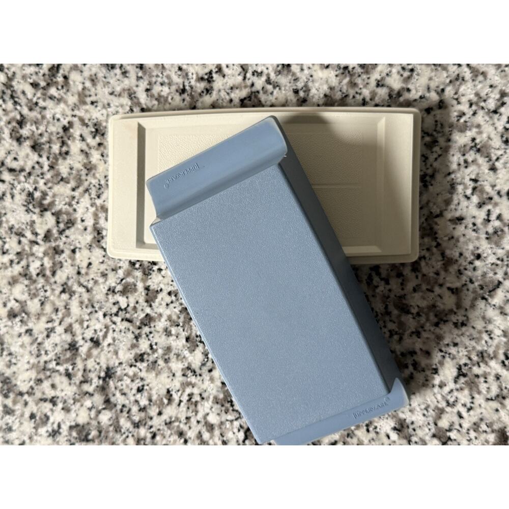 Tupperware Double Stick Butter Holder Food Storage Container 1511 Blue Vintage